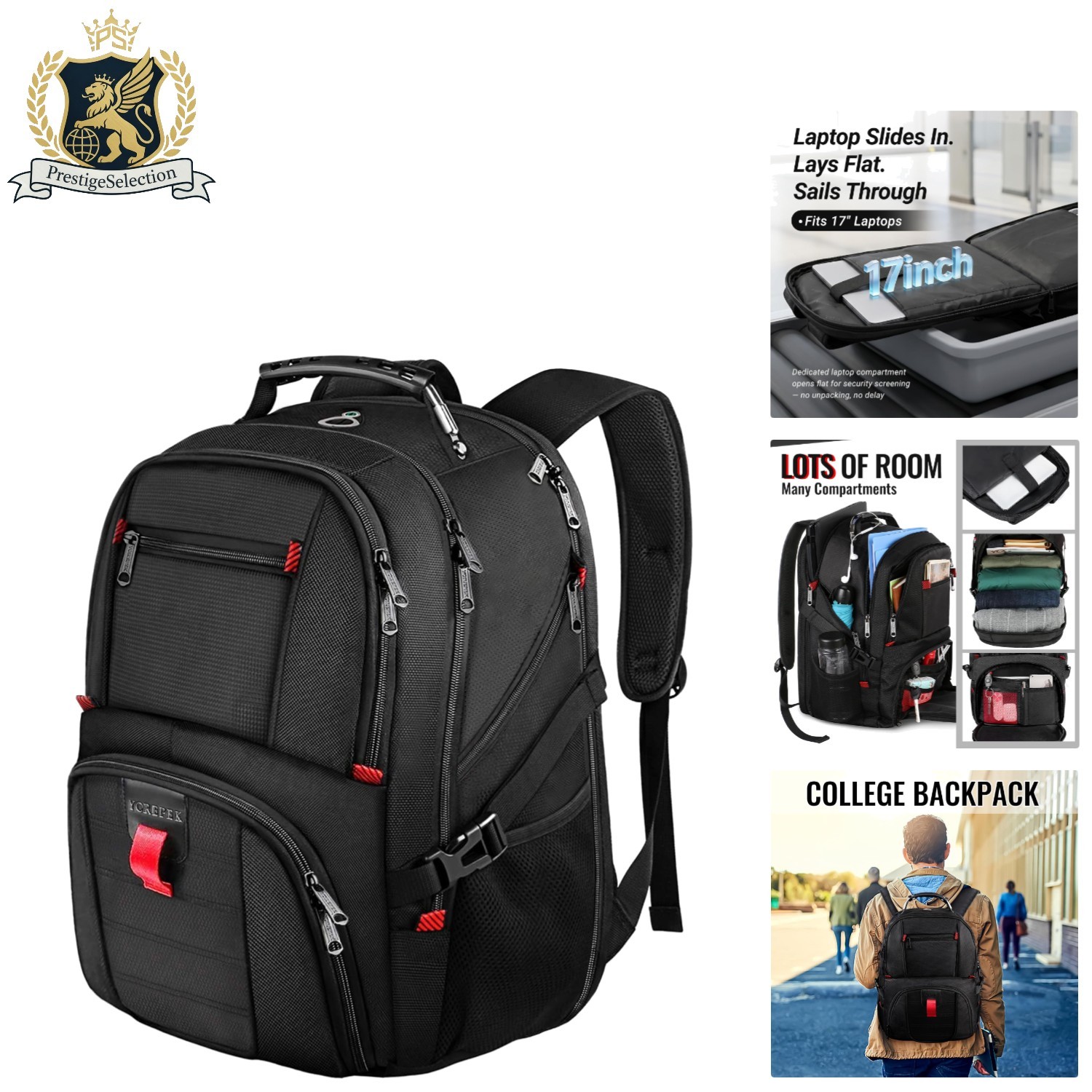 Versatile 17-inch Laptop Backpack for Men & Women - Water Resistant Travel Bag