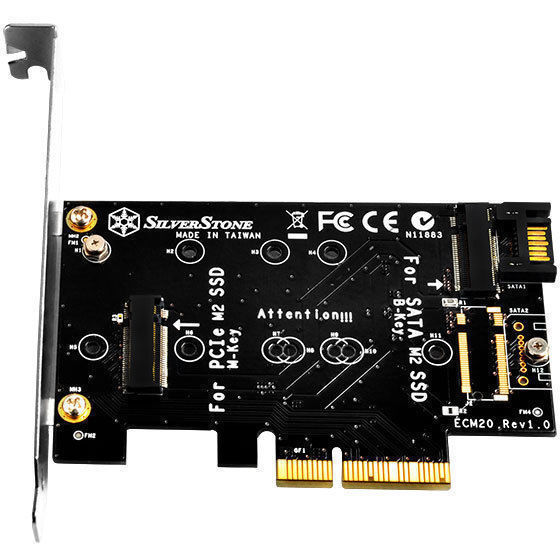 SILVERSTONE SST-ECM20 NGFF M.2 SSD M-KEY TO PCIE 4X & B-KEY TO SATA 6G ADAPTER