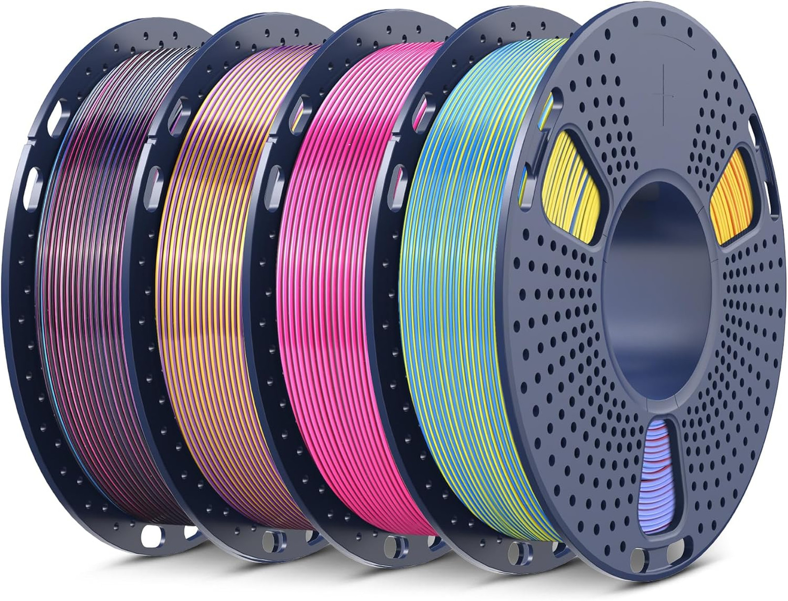 Silk Triple Color PLA Filament Bundle Muticolor 1.75mm Spool 0.25kg Pack for 3D