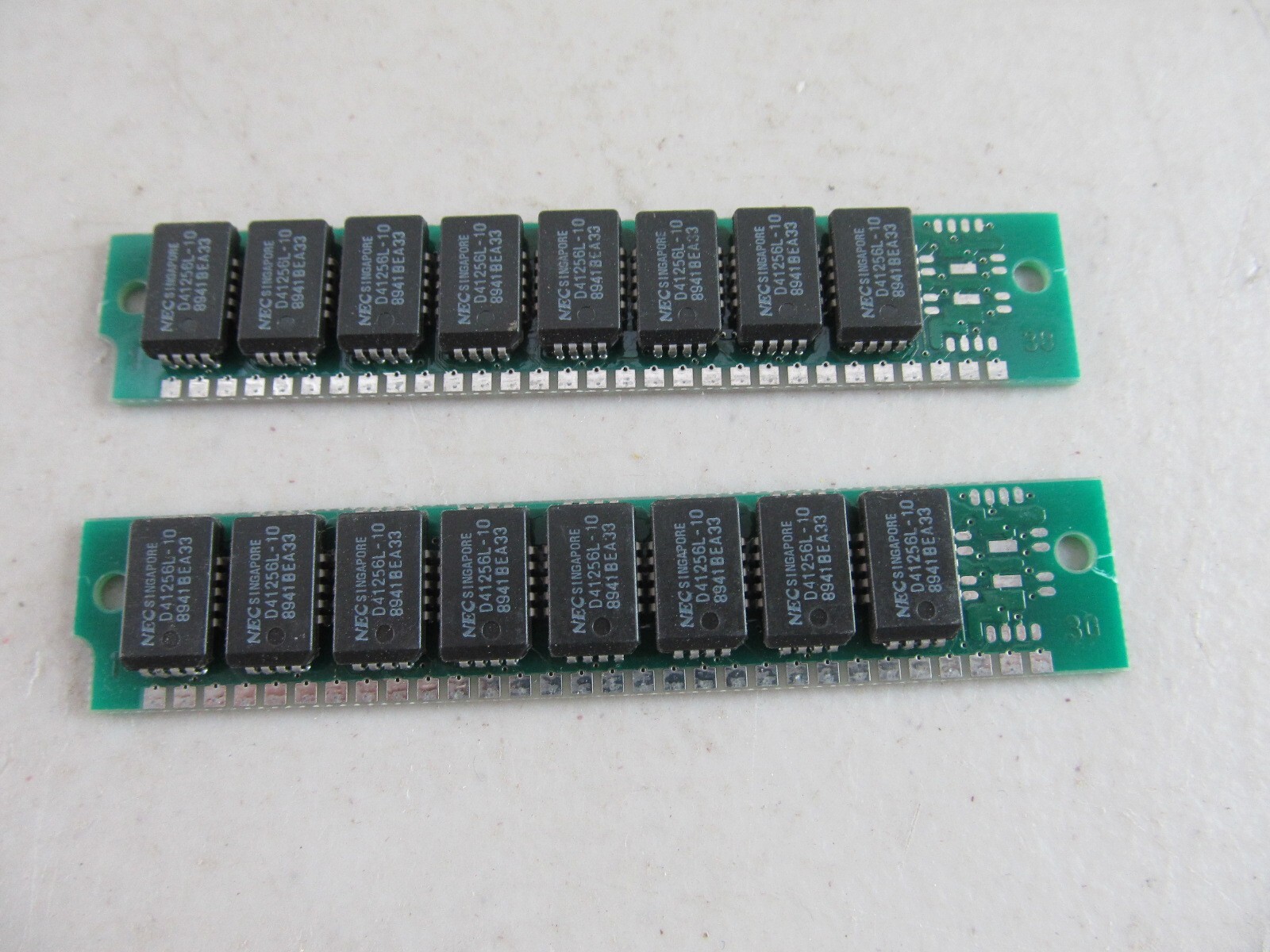 QTY=2 Vintage 30-pin SIMM Memory 256K RAM NEC MC-41256A8B-10