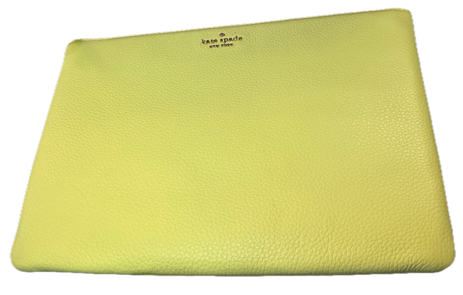Kate Spade Large Zip Pouch Jackson Lime Light/Yellow NEW 