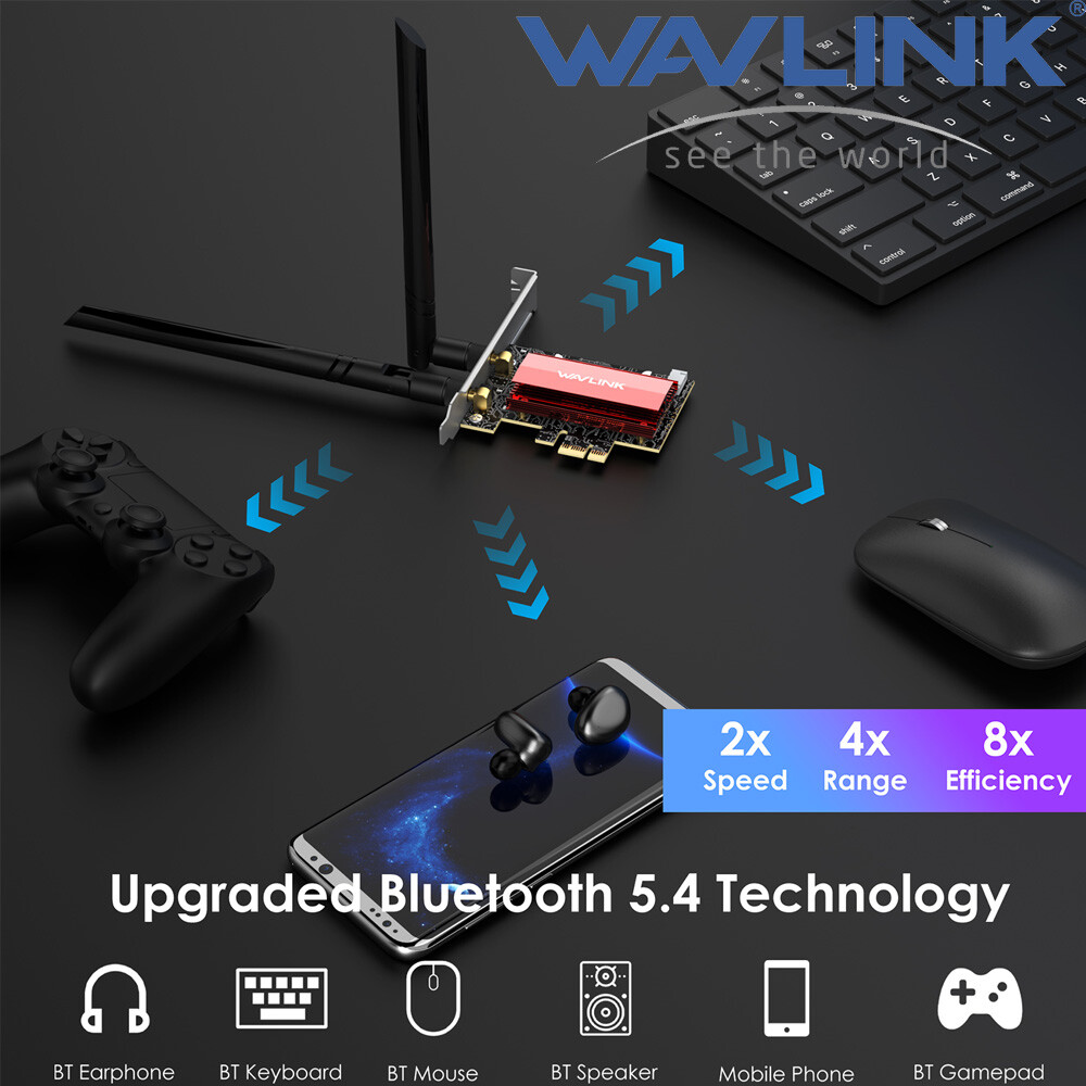 WAVLINK BE8800 WiFi 7 PCIe Network Card WIFI Tri-Band BE200 Bluetooth5.4 Adapter