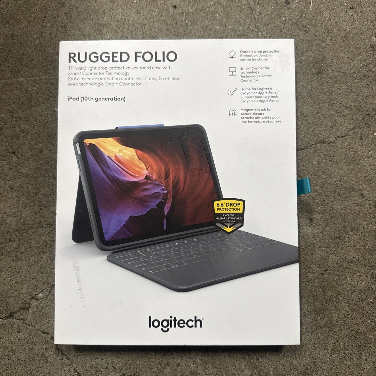 Logitech Rugged Folio for iPad 10th Gen and A16 - Oxford Gray