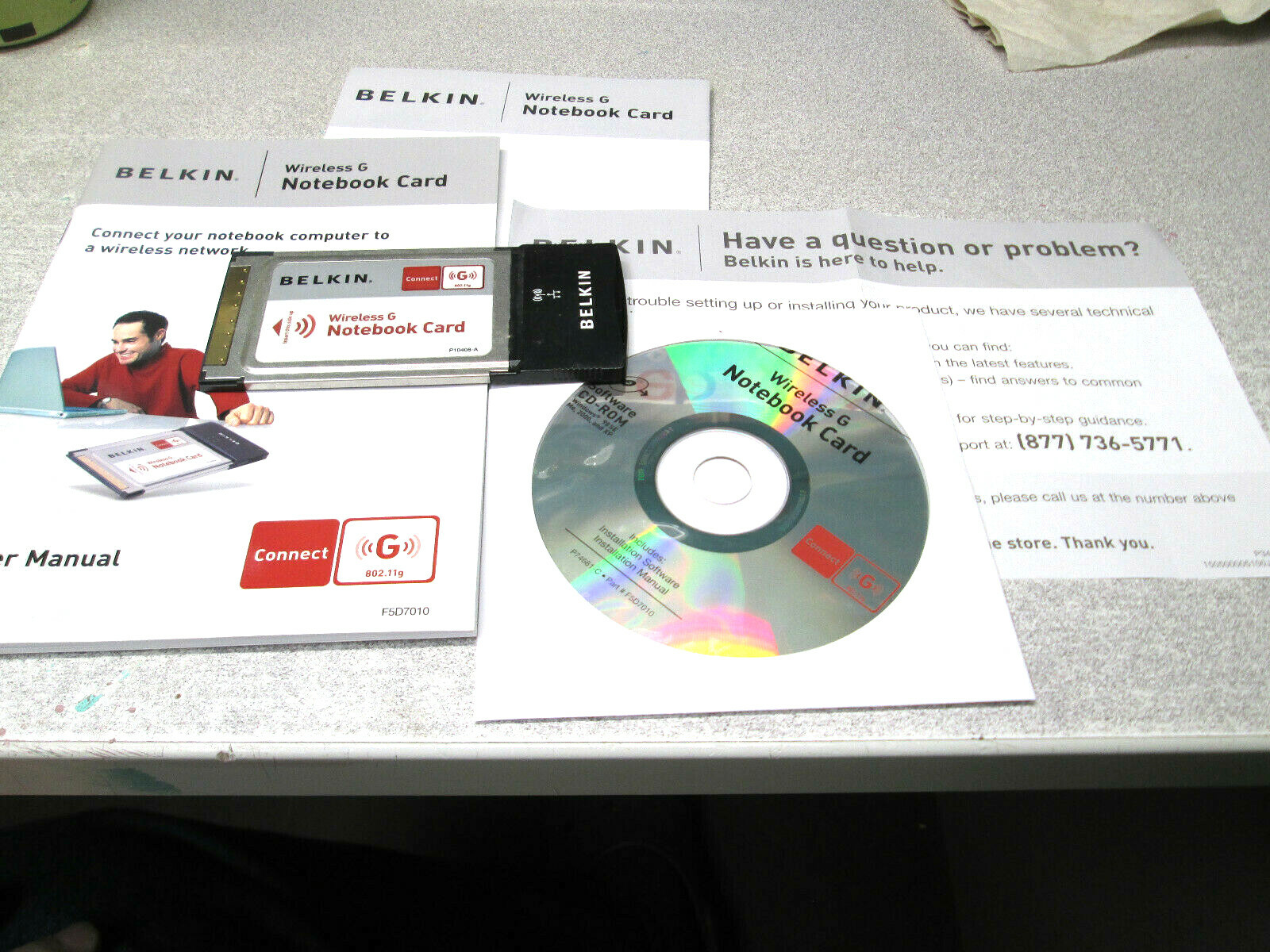 VINTAGE ORIGINAL BELKIN WIRELESS G NOTEBOOK CARD CD AND BOOKLETS