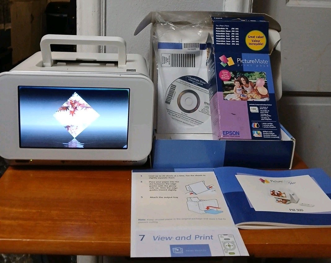 Epson PictureMate Show PM 300 Digital Photo Inkjet Printer Remote Works NO INK 