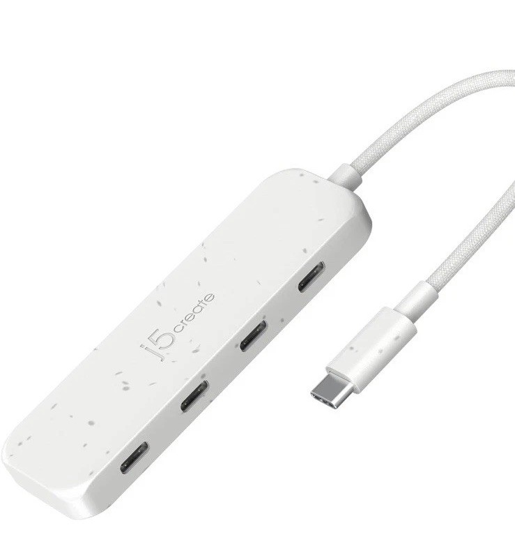 j5create 4-in-1 USB-C to 4-Port 10Gbps Type-C Hub, Eco-Friendly, (JCH345EW)white