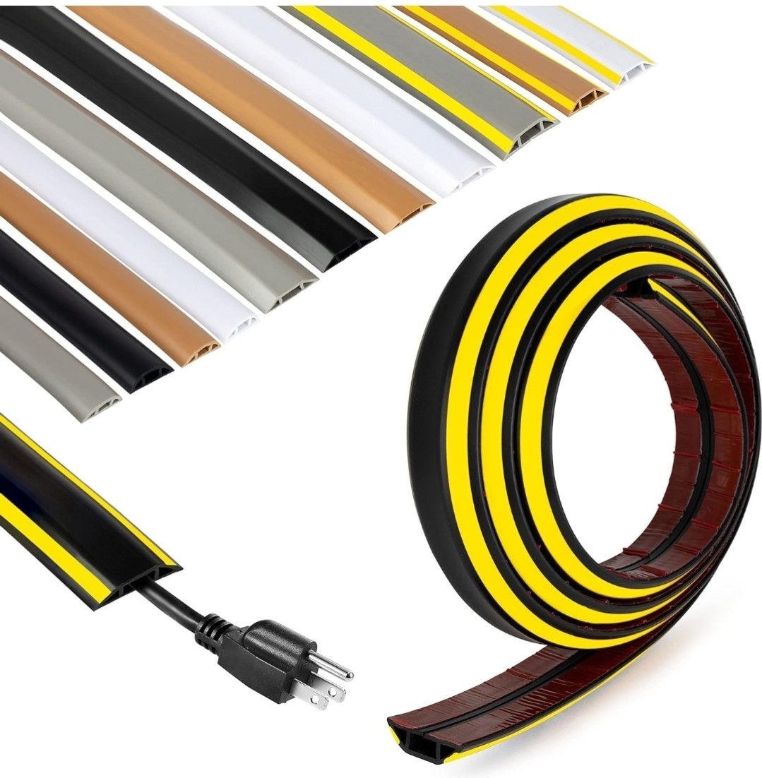 4 ft Rubber Bond Cord Cover Floor Cable Protector - Strong Self Adhesive 