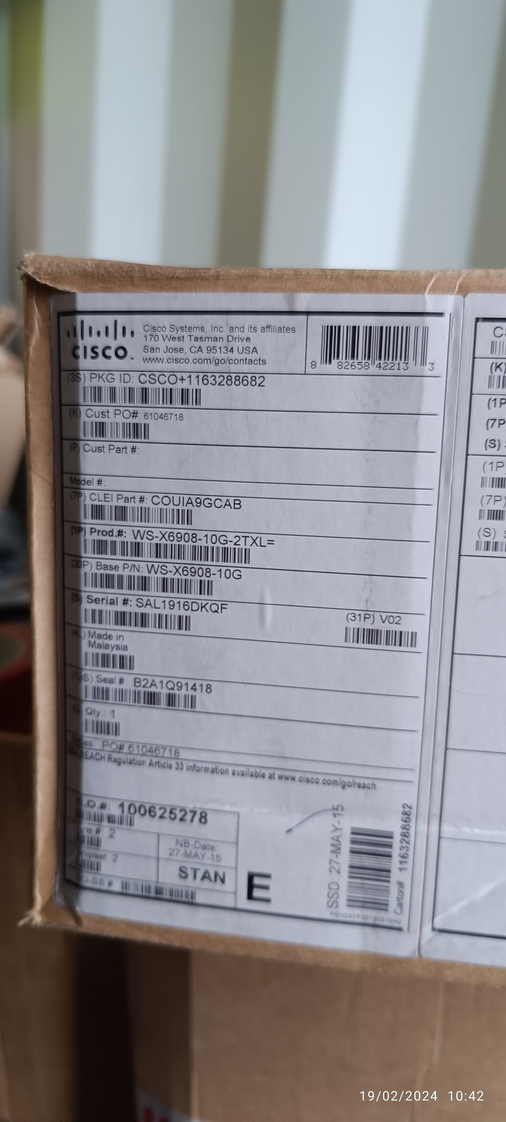 CISCO WS-X6908-10G-2TXL with/ WS-F6K-DFC4-EXL - 8-port 10GE NEW