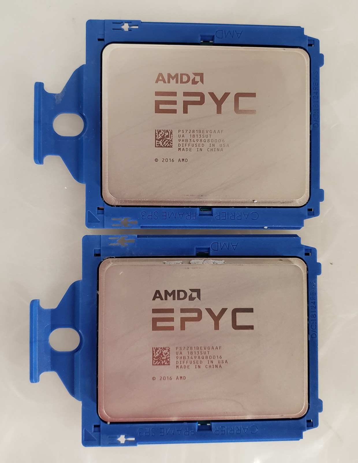Pair of AMD EPYC 7281 16-Core 2.10GHz PS7281BEVGAAF Server Processor w/ Bracket