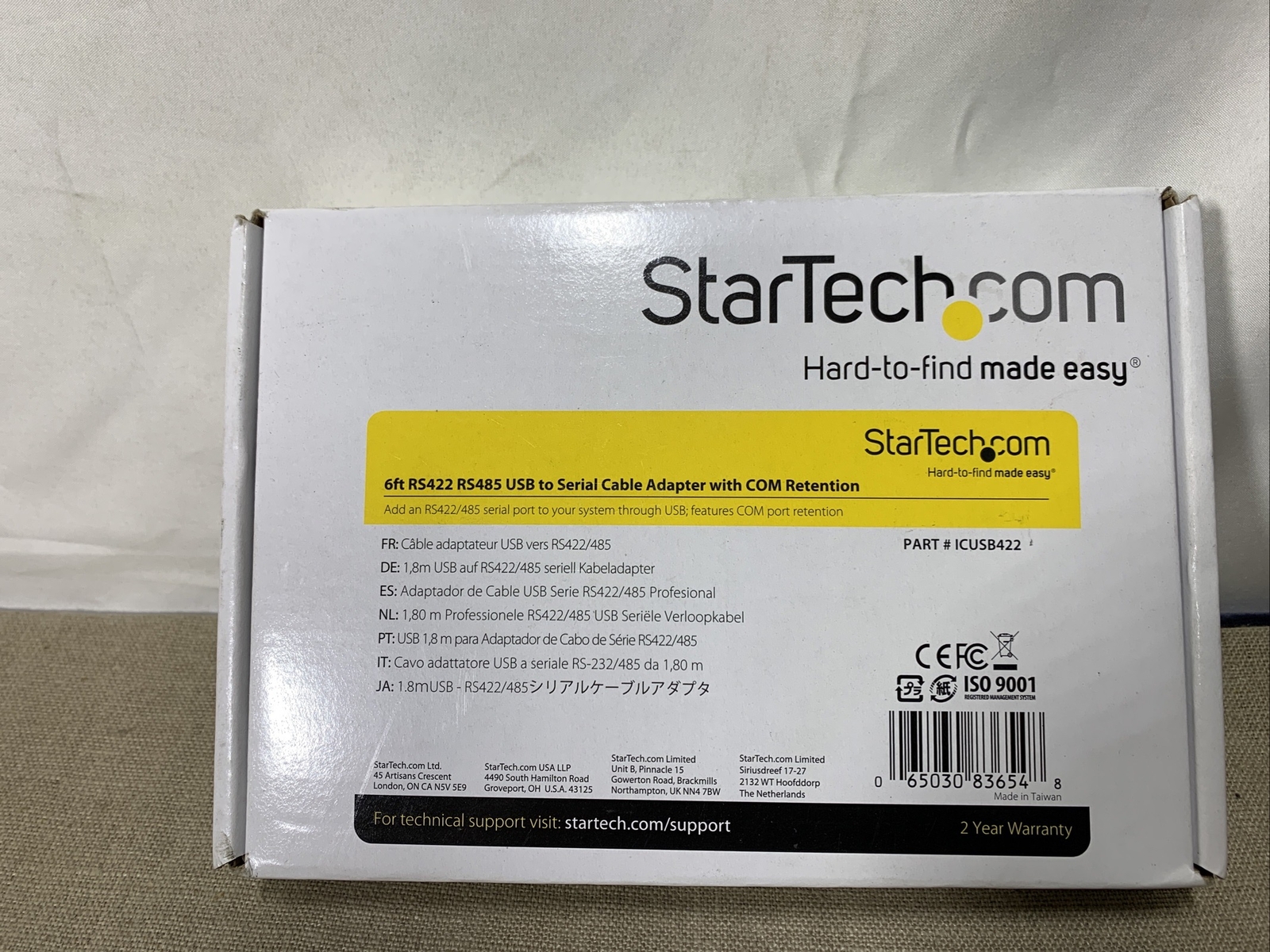 StarTech ICUSB422 6 ft Professional RS422/485 USB Serial Cable Adapter W/COM