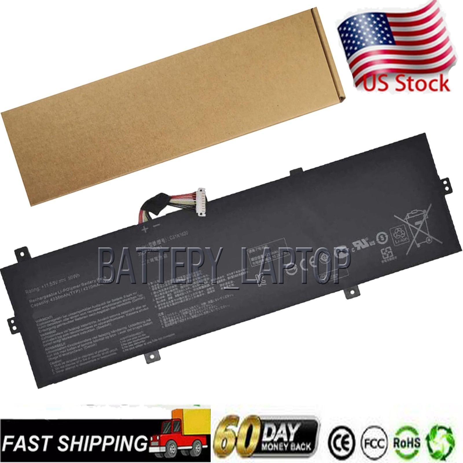 11.55V 50Wh New C31N1620 Laptop Battery For ASUS C31N1620 3ICP5/70/81C31N1620 