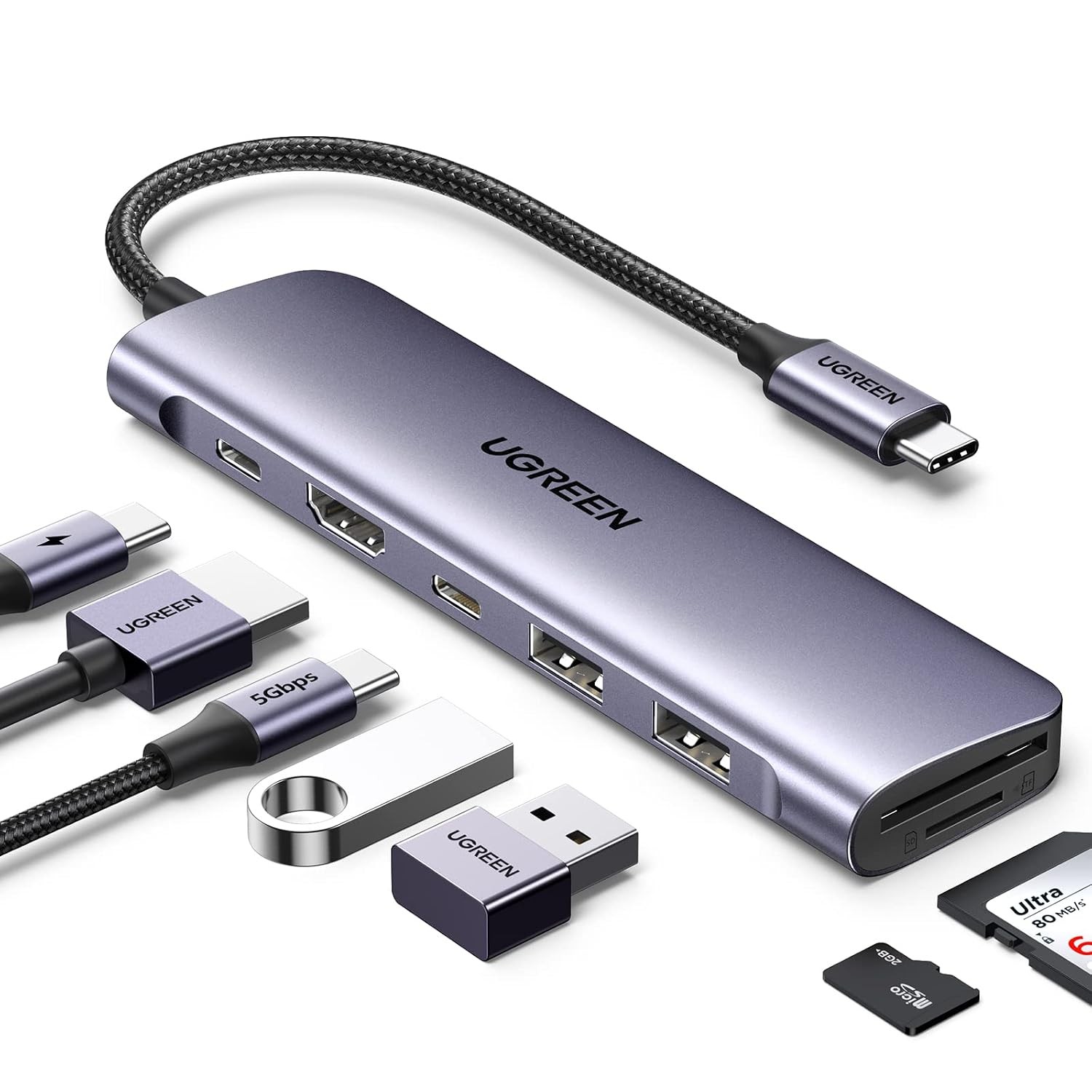 UGREEN USB C Hub for Laptop Revodok 7 in 1 Dock 4K HDMI to USB C Adapter