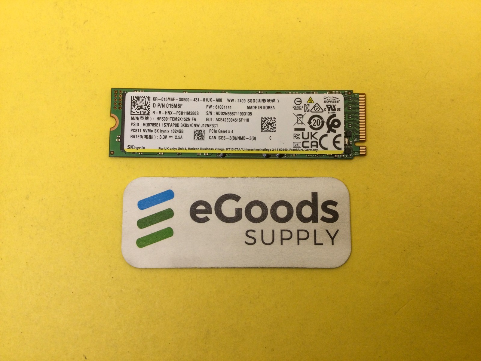 SK Hynix PC811 1TB NVMe PCIe Gen4 M.2 2280 SSD Dell 15M6F New