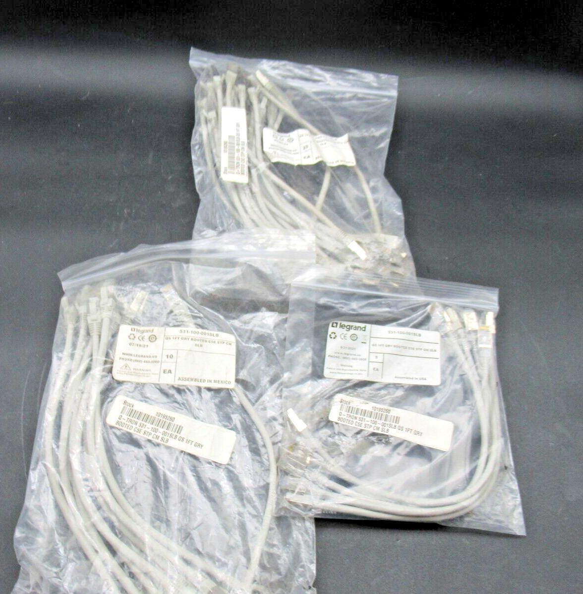 **40 QTY** Legrand Quicktron 531-100-001SLB QS 1FT Gray Booted C5E STP CM SLB