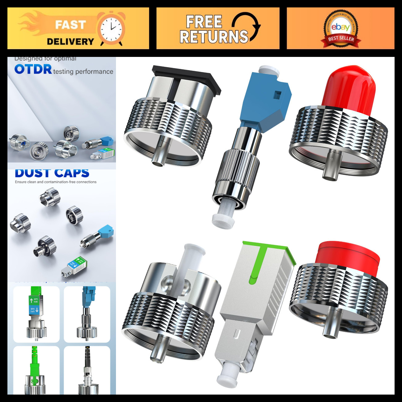 Fiber Optic Adapter Connector Set LC SC ST FC Male to Female, OTDR Testing, Sing