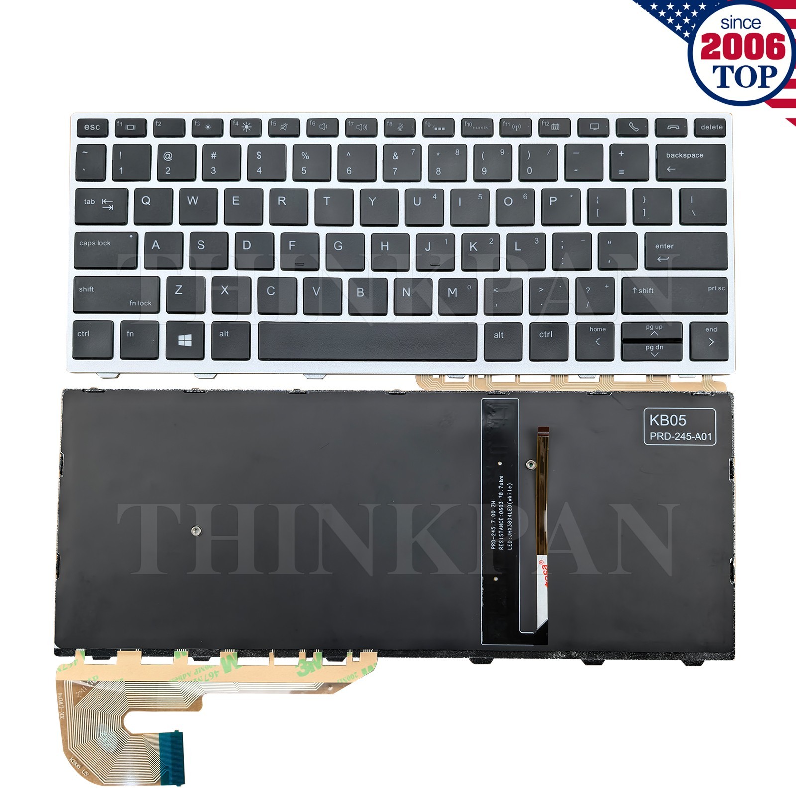 New US Backlit Keyboard w/o Pointer for HP EliteBook 730 735 830 835 836 G5 G6