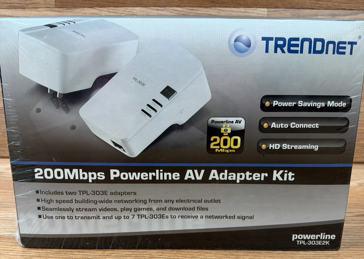 TRENDnet 200Mbps Powerline AV Adapter Kit TPL-303E2K NEW SEALED