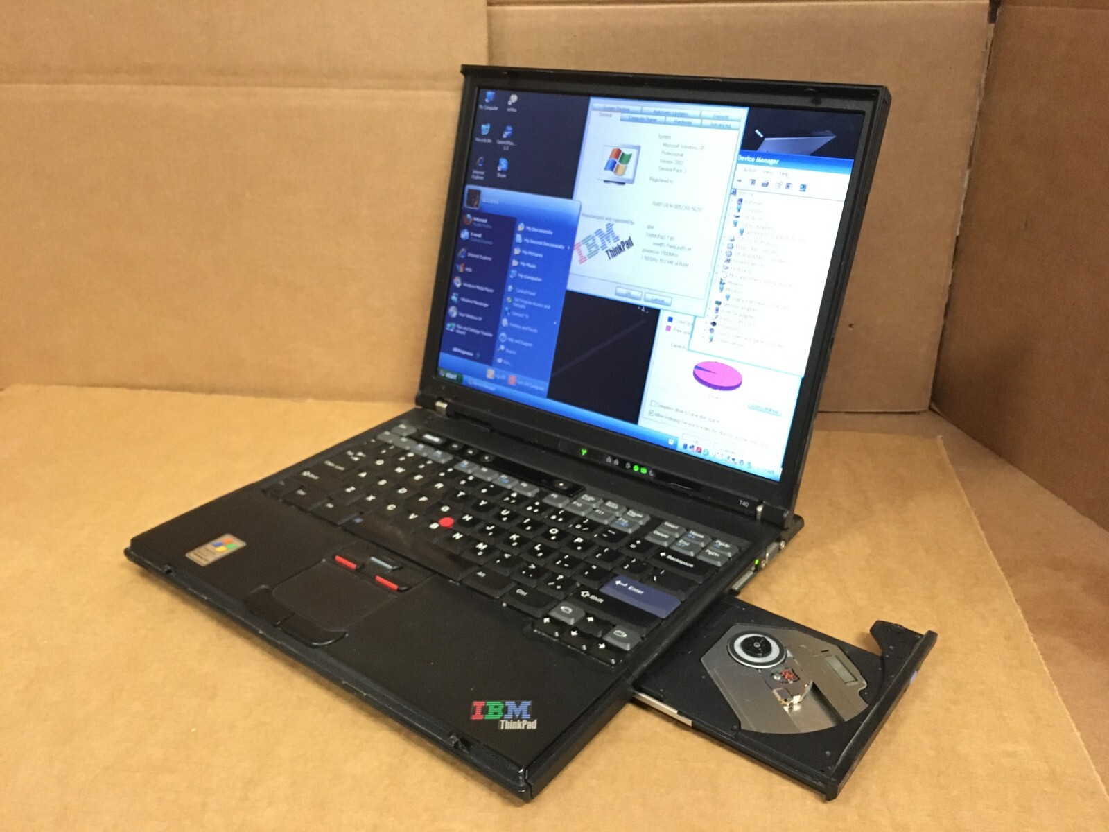 IBM THINKPAD T40  1.50GHz 1GB 40GB HDD WINDOWS XP ATI RADEON 7500TYPE 2373