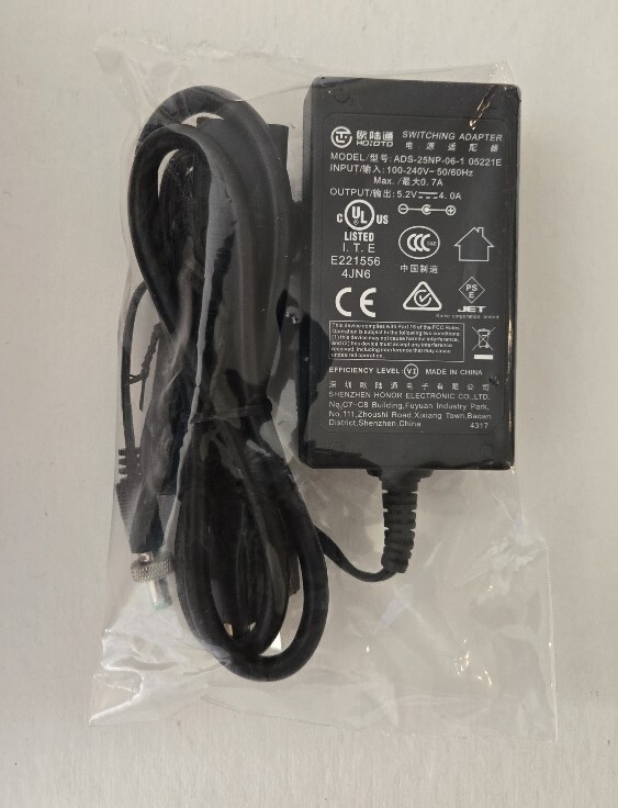 Genuine KRAMER HONEYWELL HOIOTO ADS-25NP-06-1 05221E Switching Adapter 5.2V 4A