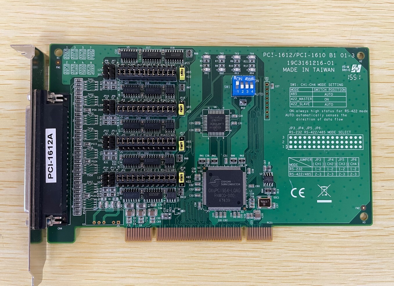 Advantech PCI-1612 4-Port RS-232 PCI Communication Interface Card