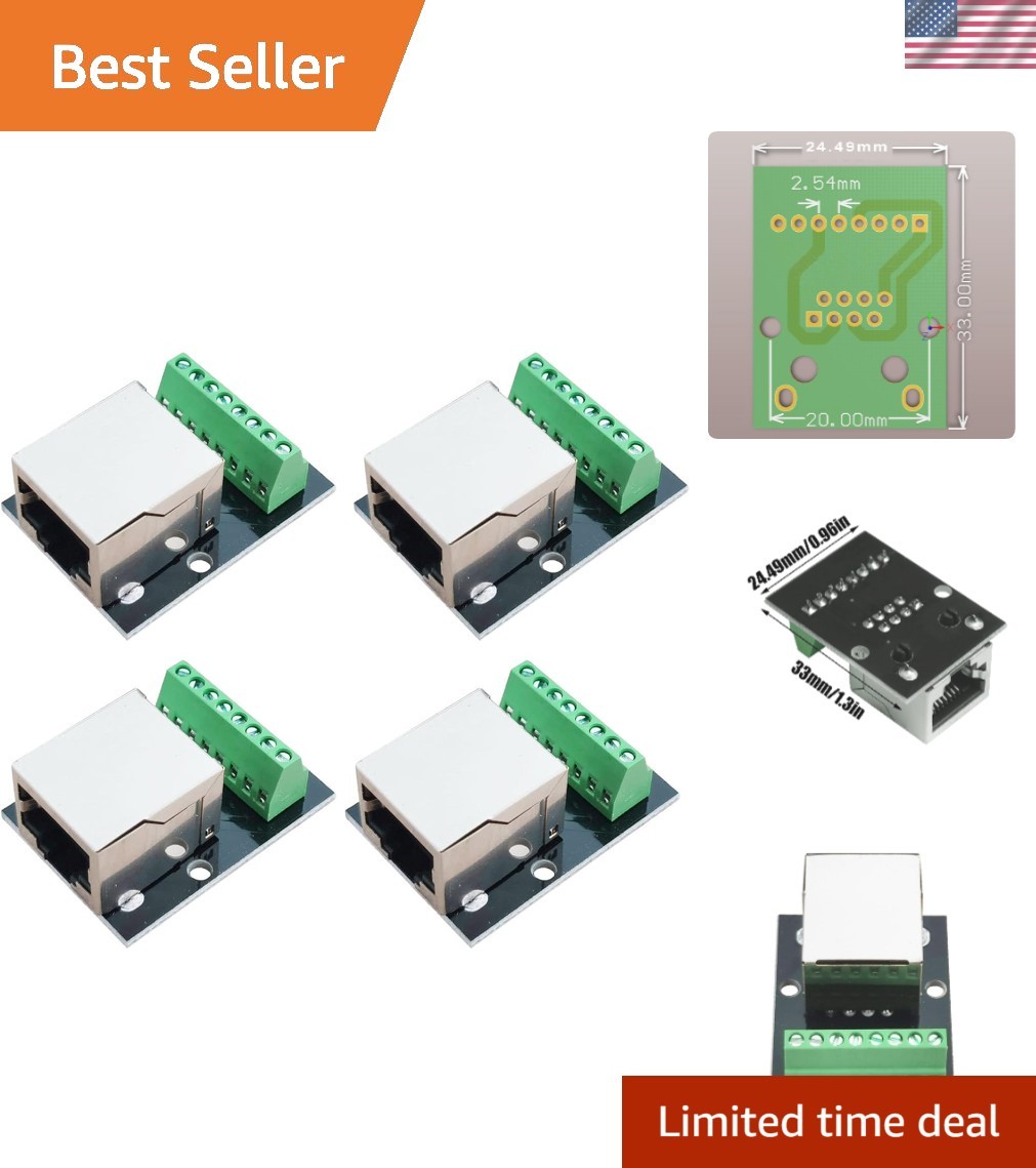 4Pcs RJ45 Female Breakout Board, 2.54mm Pitch Shielded Adapter