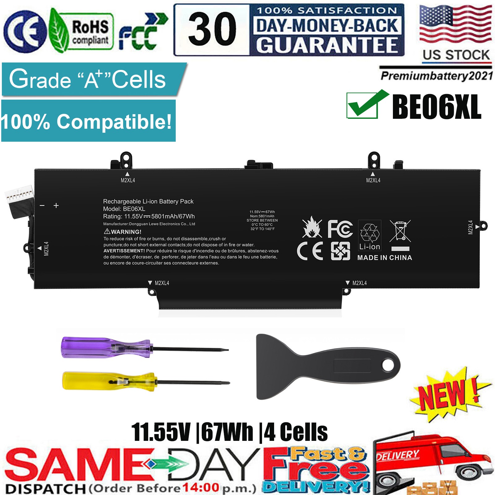 ✅BE06XL Battery For HP Elitebook 1040 G4 Folio HSTNN-IB7V HSTNN-DB7Y 918045-1 US