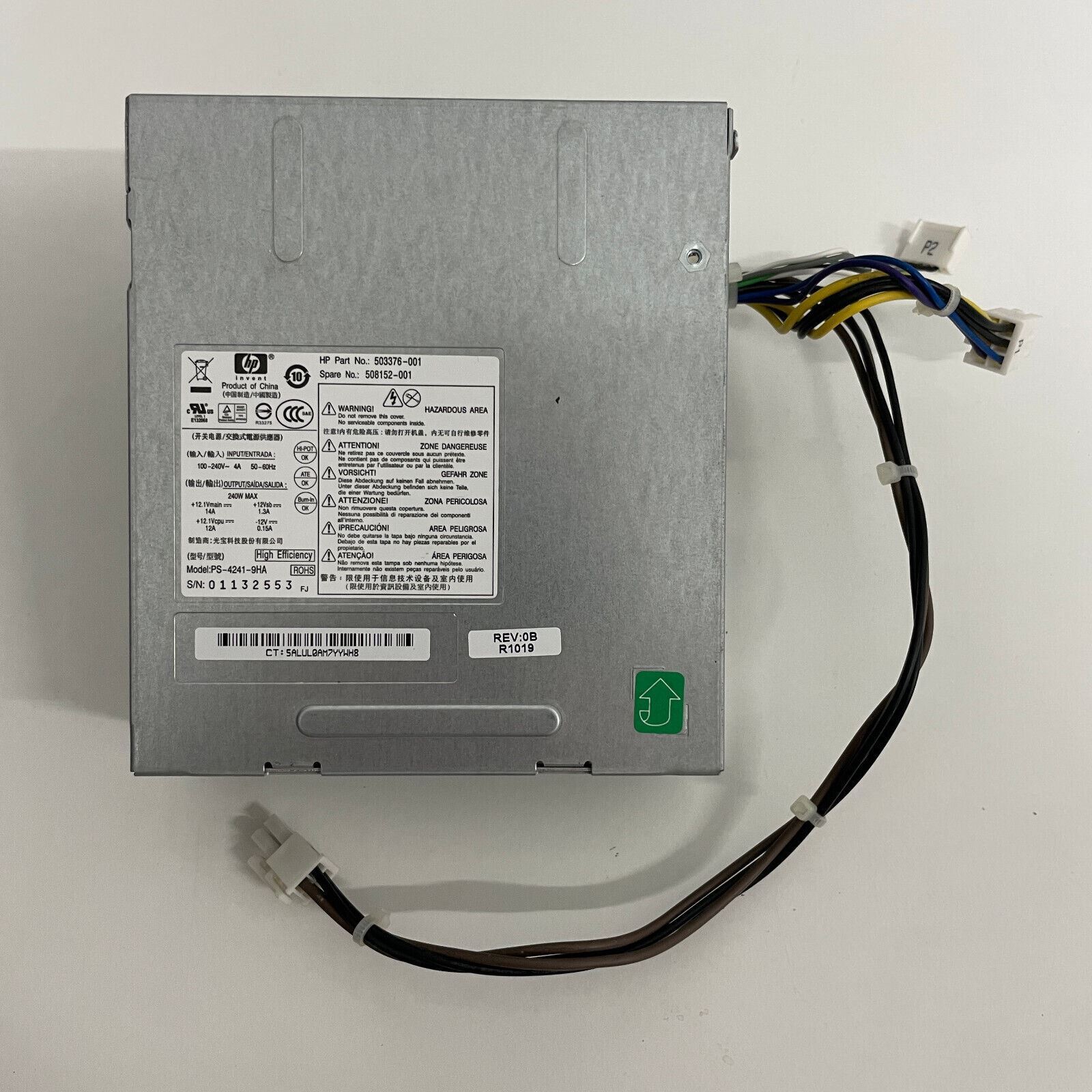 Genuine HP Compaq 6000 Pro Elite 8000 Power Supply 240W PS-4241-9HA 503376-001
