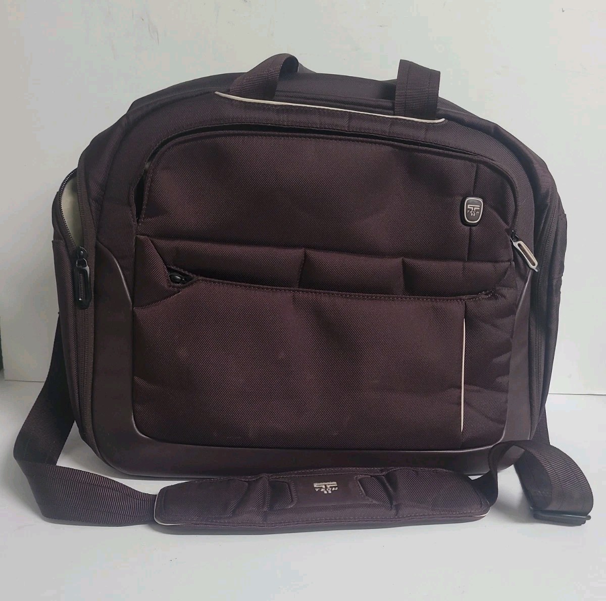 TUMI T-TECH TOP ZIP DELUXE DISCONTINUED LAPTOP PORTFOLIO BRIEFCASE Brown 