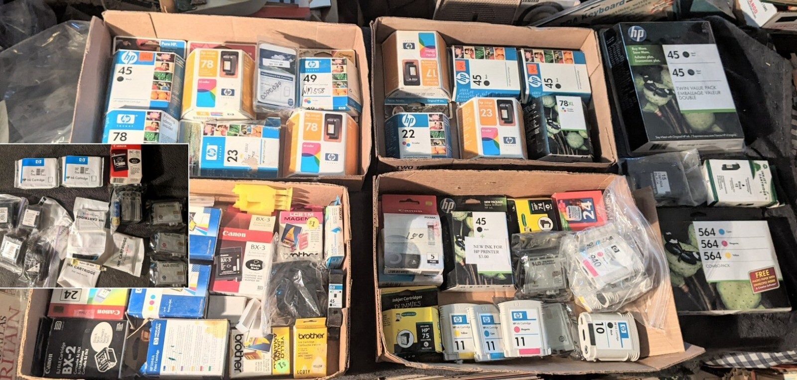 Lot 90 OEM Epson Canon HP Brother LD Ink Cartridges Unopened Sealed Expired