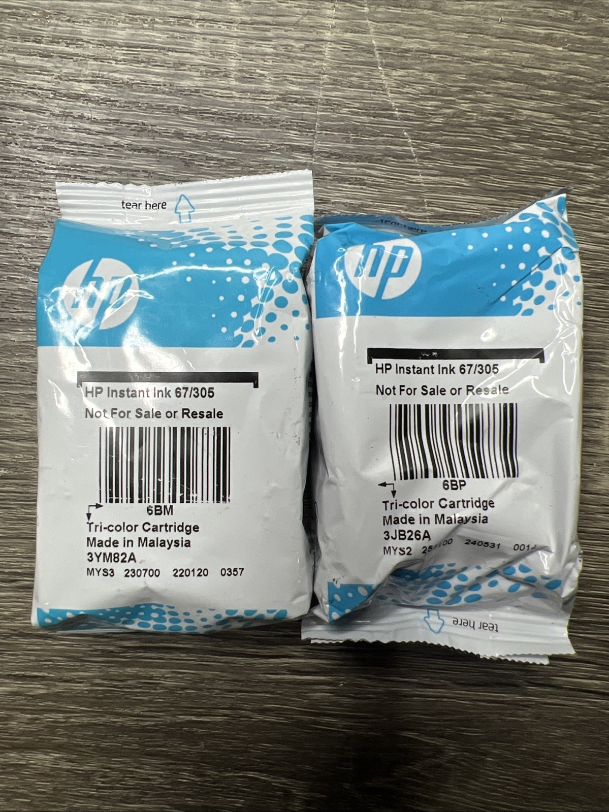 Lot Of 2 New HP 67/305 Tri-color Ink Cartridge - Inkjet Printer OEM Sealed Bag