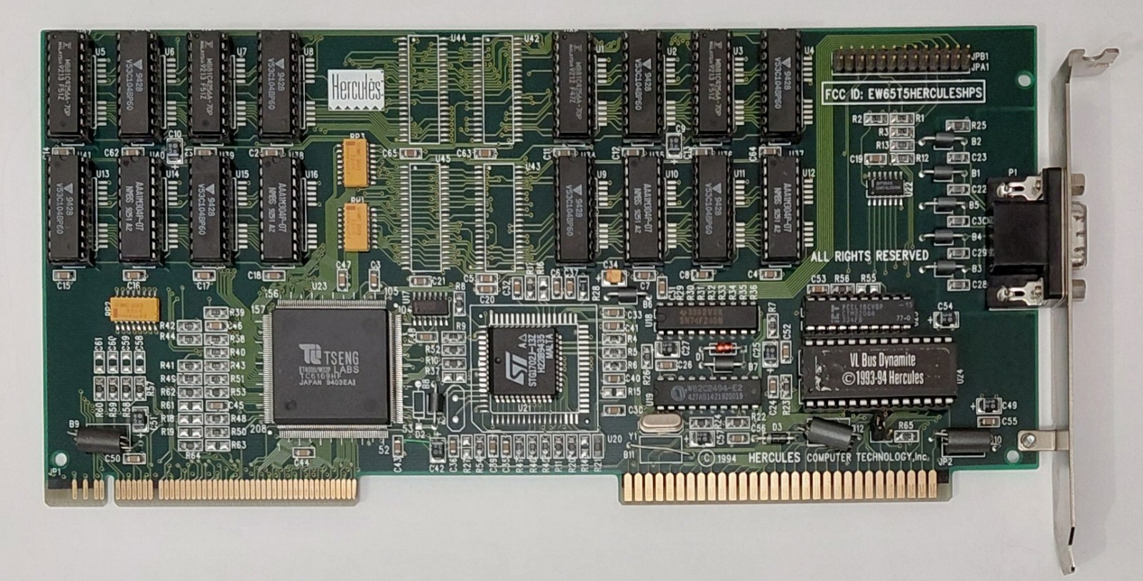 Hercules VL Bus Dynamite VLB Graphics Card (Tseng ET4000/W32p, 2MB, Retro, 1994)