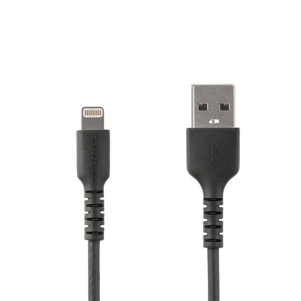 StarTech 3 foot/1m Durable Black USB-A to Lightning Cable, Rugged Heavy Duty ...