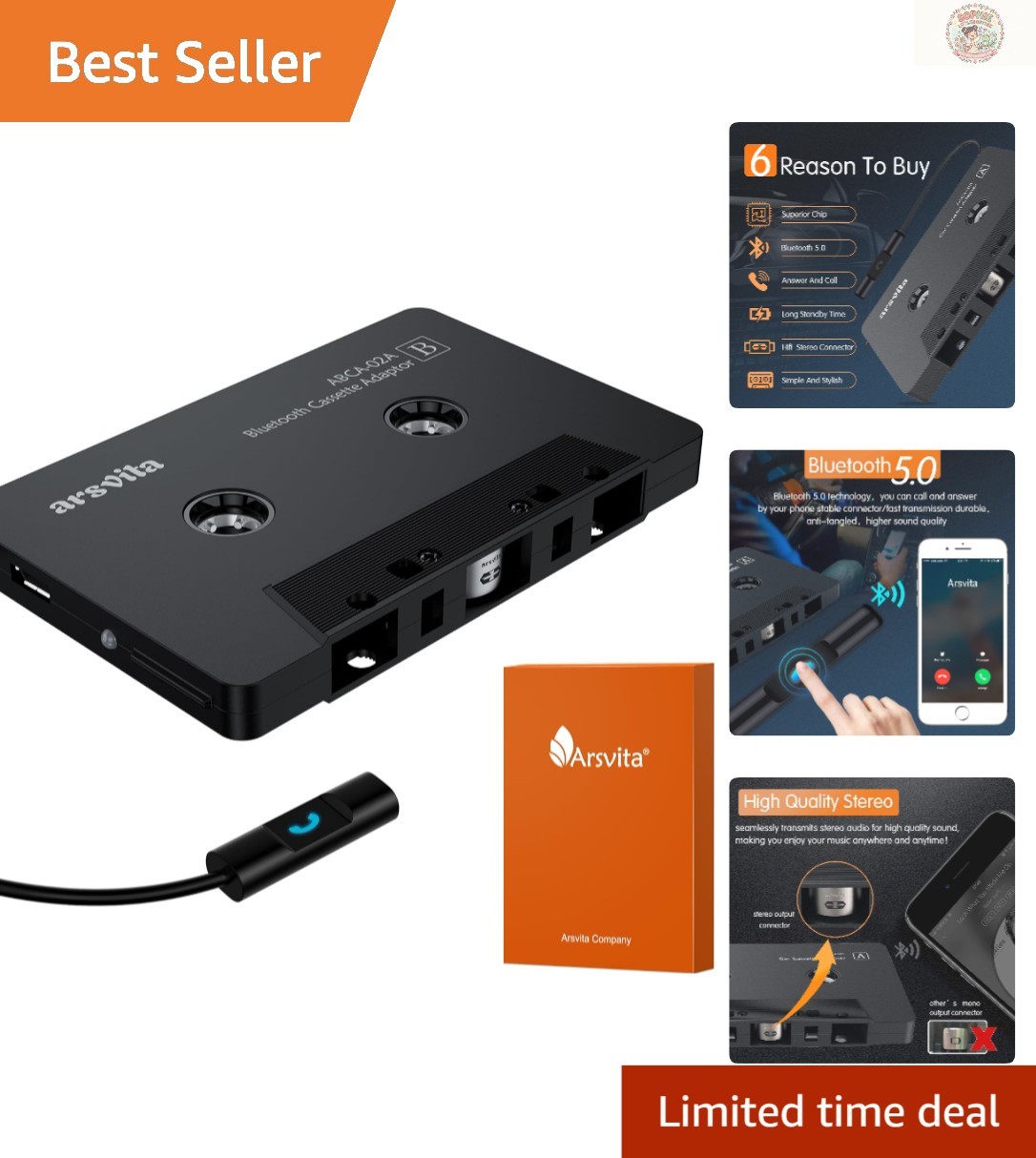 Enjoy Wireless Music with Bluetooth 5.0 Cassette Receiver for Any Device