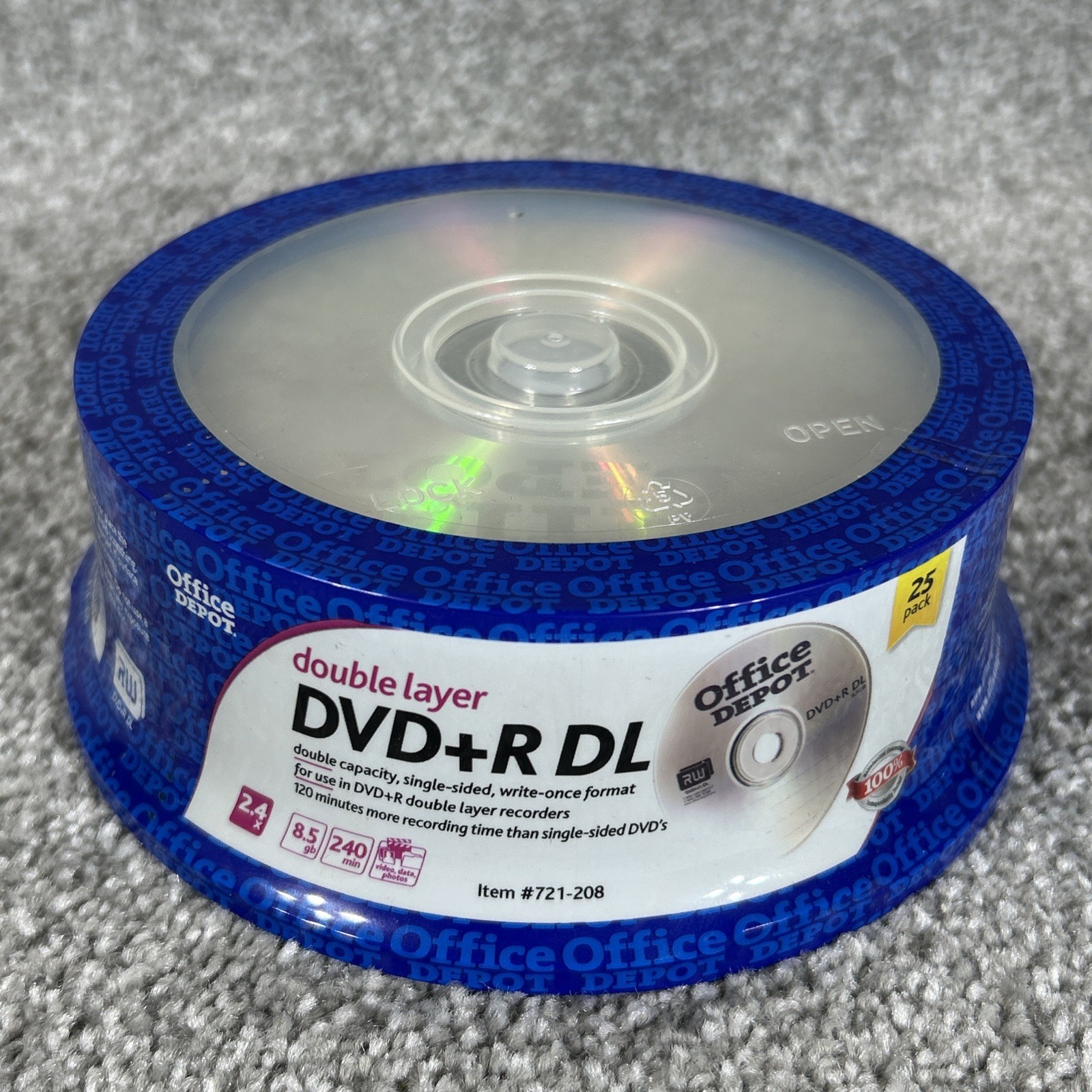 DVD Blank Office Depot Double Layer DVD+R DL Recordable Media 25 Pack New Sealed