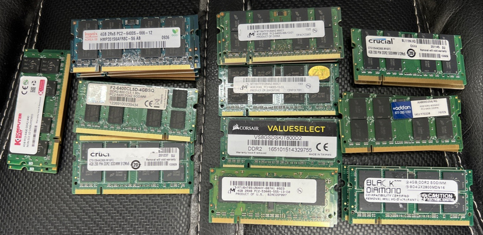 Crucial Micron Hynix GSkill Addon Black Diamond 4GB PC2 5300S/6400S SODIMM RAM