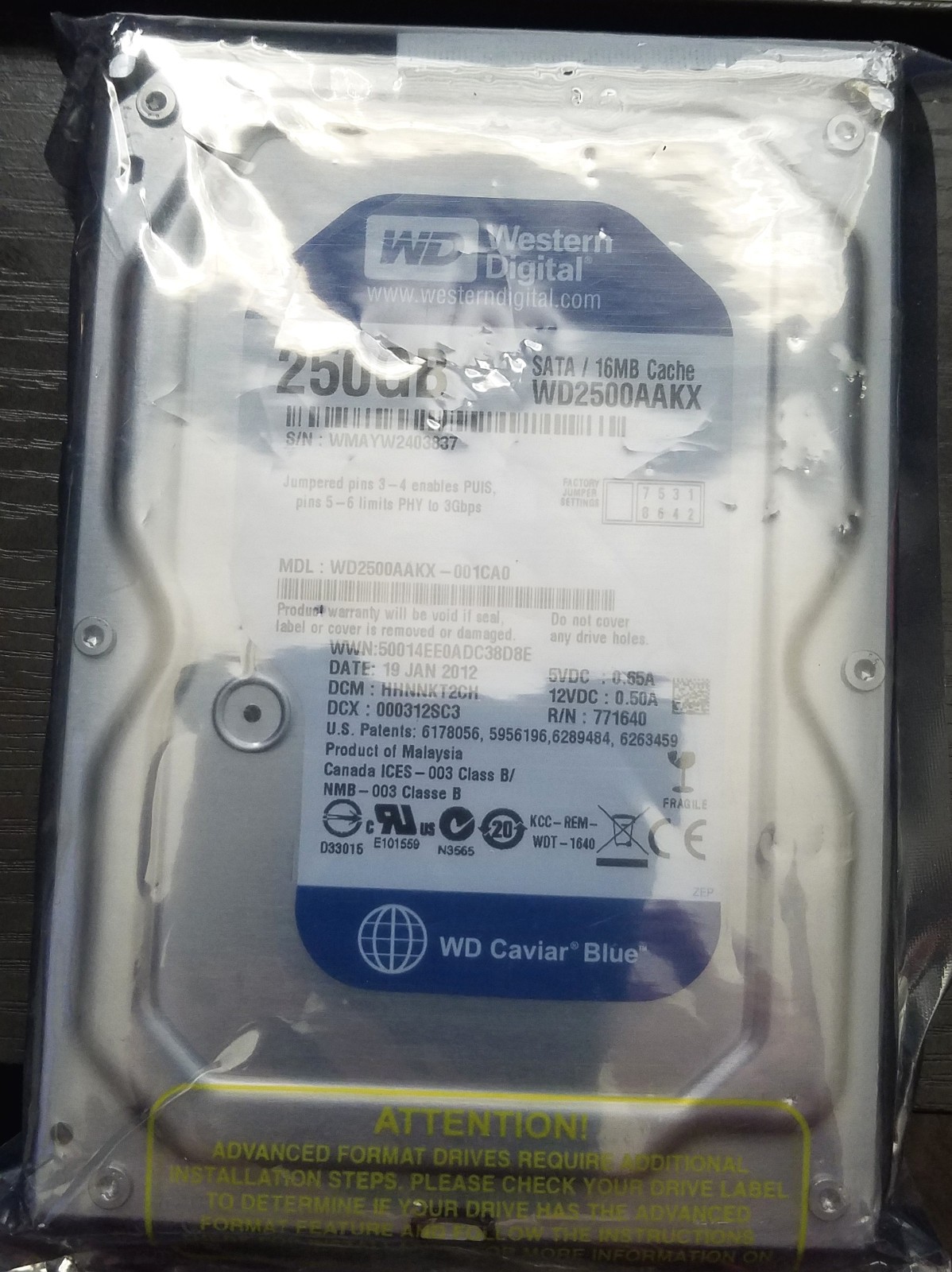 🌈 WESTERN DIGITAL WD2500AAKX  NEW SEALED Hard Disk Drive