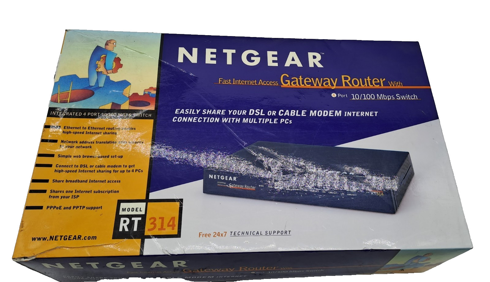 NETGEAR FAST INTENET ACCESS GATEWAY ROUTER WITH 4 PORT 10/100 MBPS SWITCH RT 314