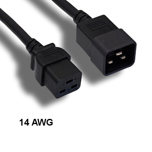 [Lot10] 10Ft Black Heavy Duty Power Cord IEC60320 C19 to C20 14AWG 15A/250V PDU 