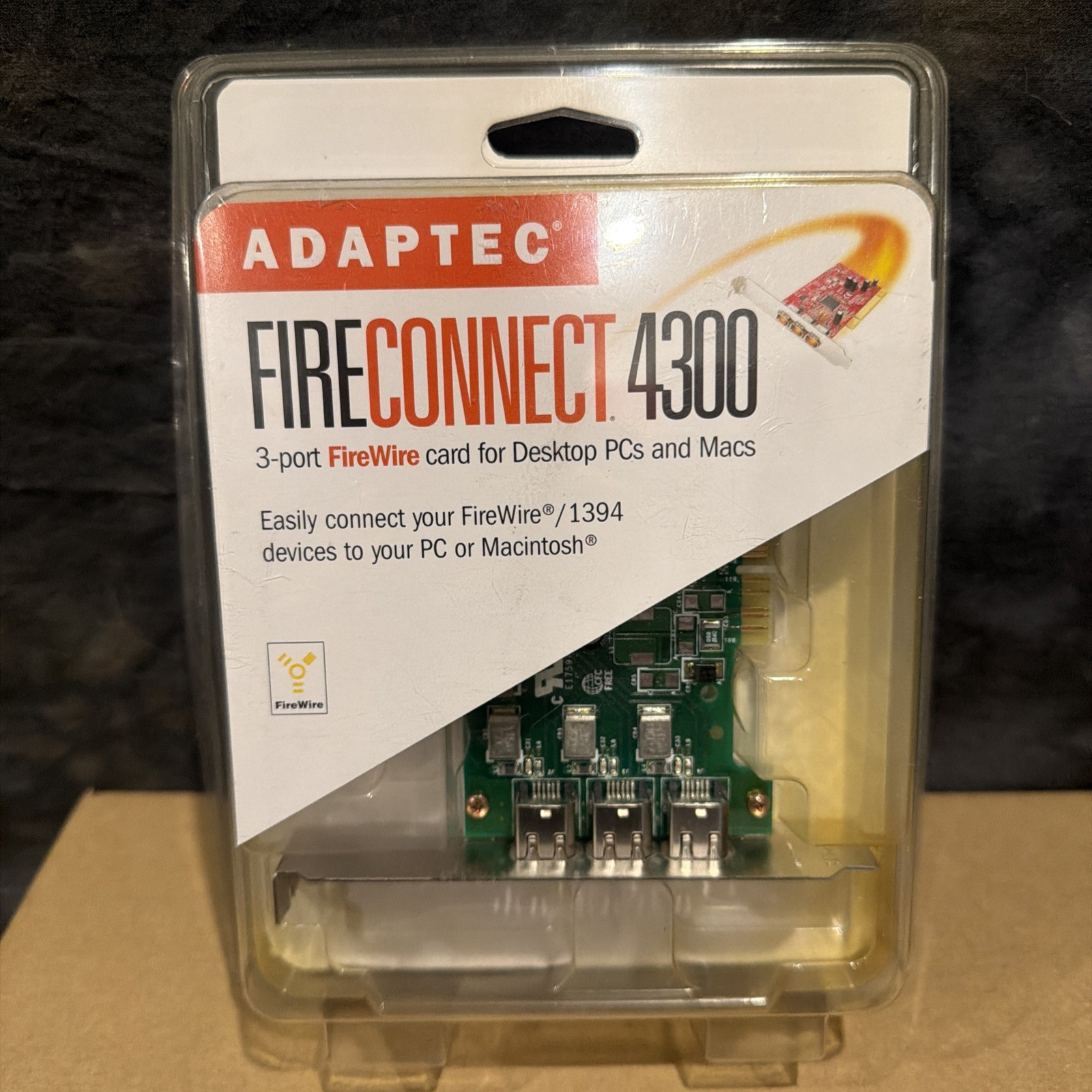 ADAPTEC FIRECONNECT 3-Port FireWire Card for Desktop PC & Mac AFW-4300CS Kit