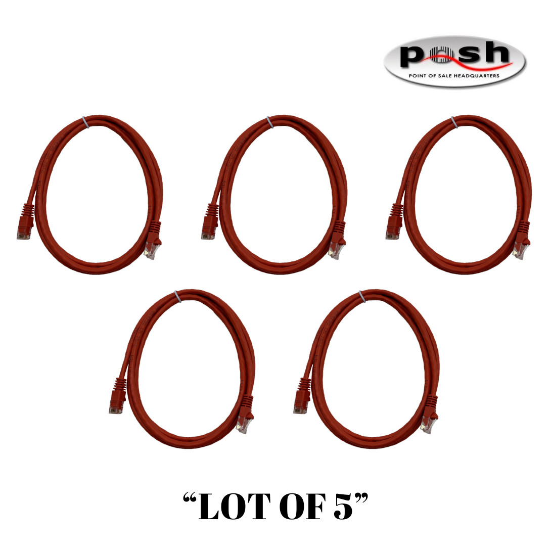 "Lot of 5" NEW Ethernet Cable 350 MHz Category 5E Patch Cord 5FT