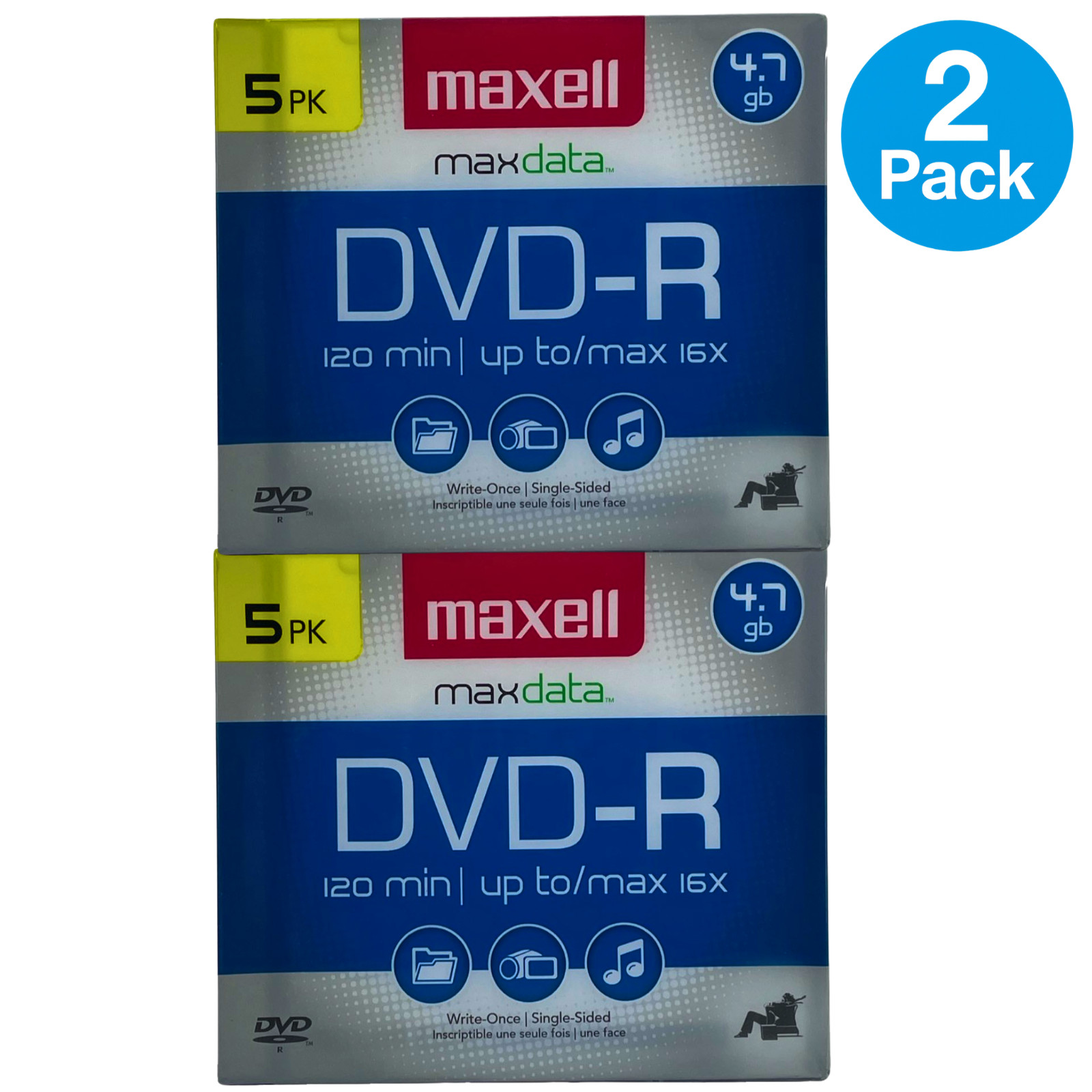 Maxell maxdata DVD-R 4.7GB 120 min 16x Speed ​​Single-Sided Blank Discs 5 PK