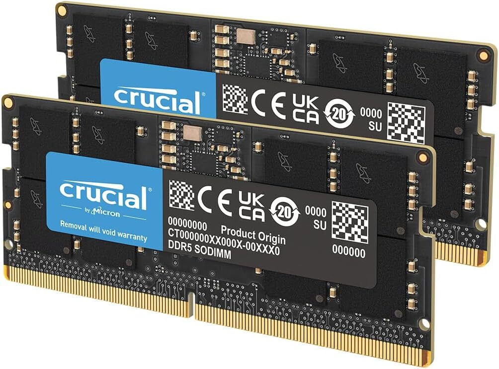 Crucial 32GB Kit (2x16GB) DDR5 5600MHz Laptop Memory CT2K16G56C46S5