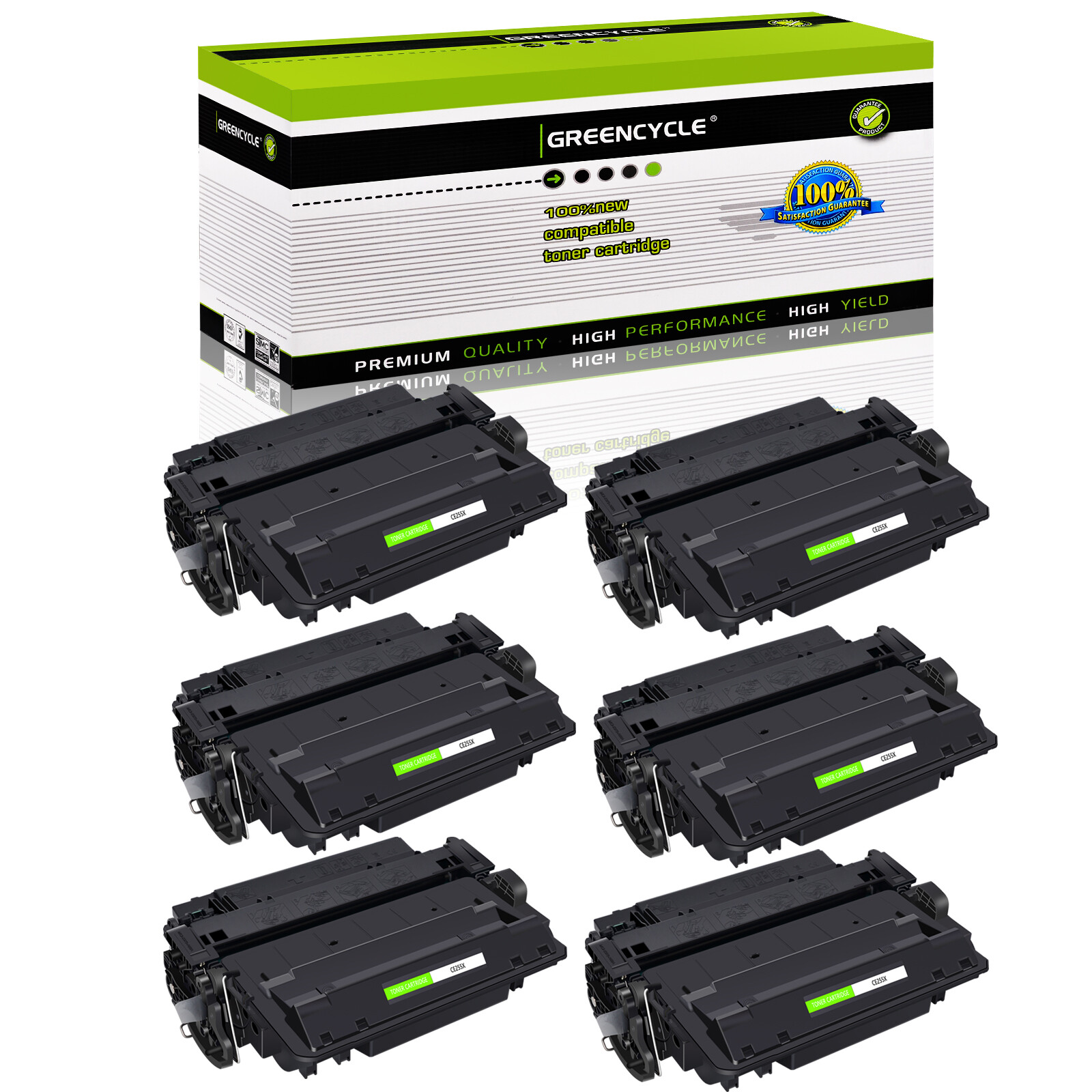 6 PK CE255X 55X High Yield Toner Cartridge For HP LaserJet P3010 P3015 P3015d