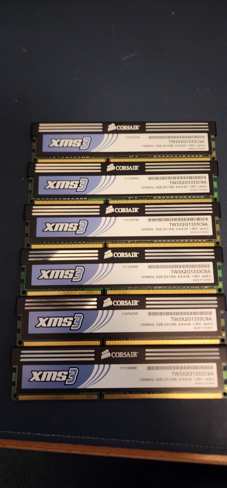 Corsair XMS3 TW3X2G1333C9A 1333 MHz 6GB (6X1GB) 9-9-9-24