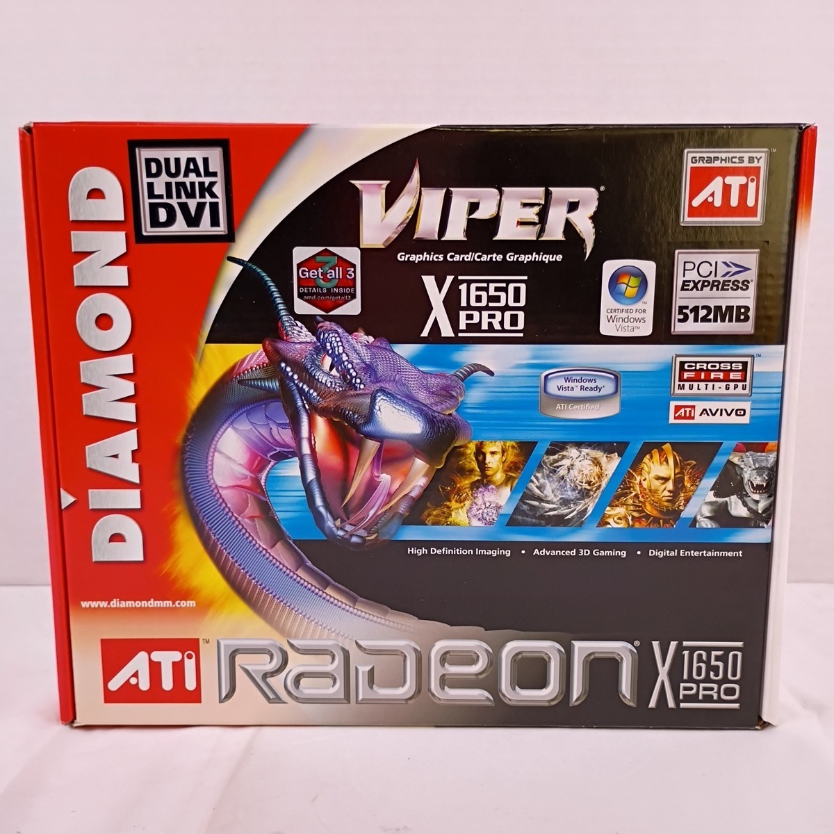 Diamond Viper ATI Radeon X 1650 Pro PCI Express 512MB Graphics Card Open Box