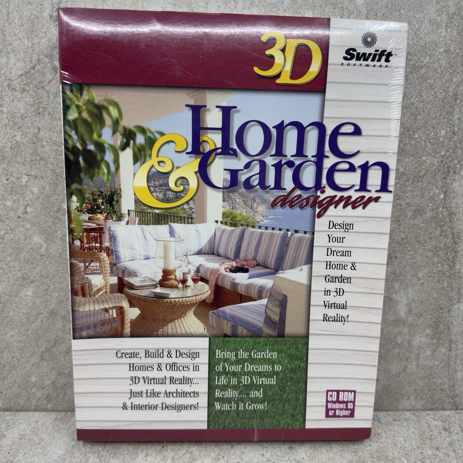 Swift Cosmi 3D Home Garden Designer CD ROM Windows 95 Vintage Software SEALED