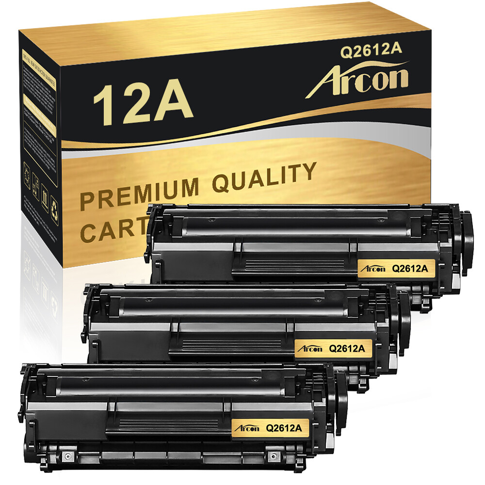 3PK Black Ink Toner Compatible With HP Q2612A 12A LaserJet 1018 3050 3055 M1319F