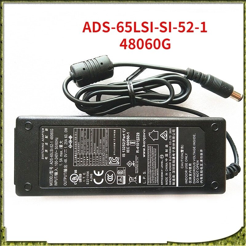 48V 1.25A ADS-60LSI-52-1 48060G AC Adapter POE Monitoring Laptop Power Charger