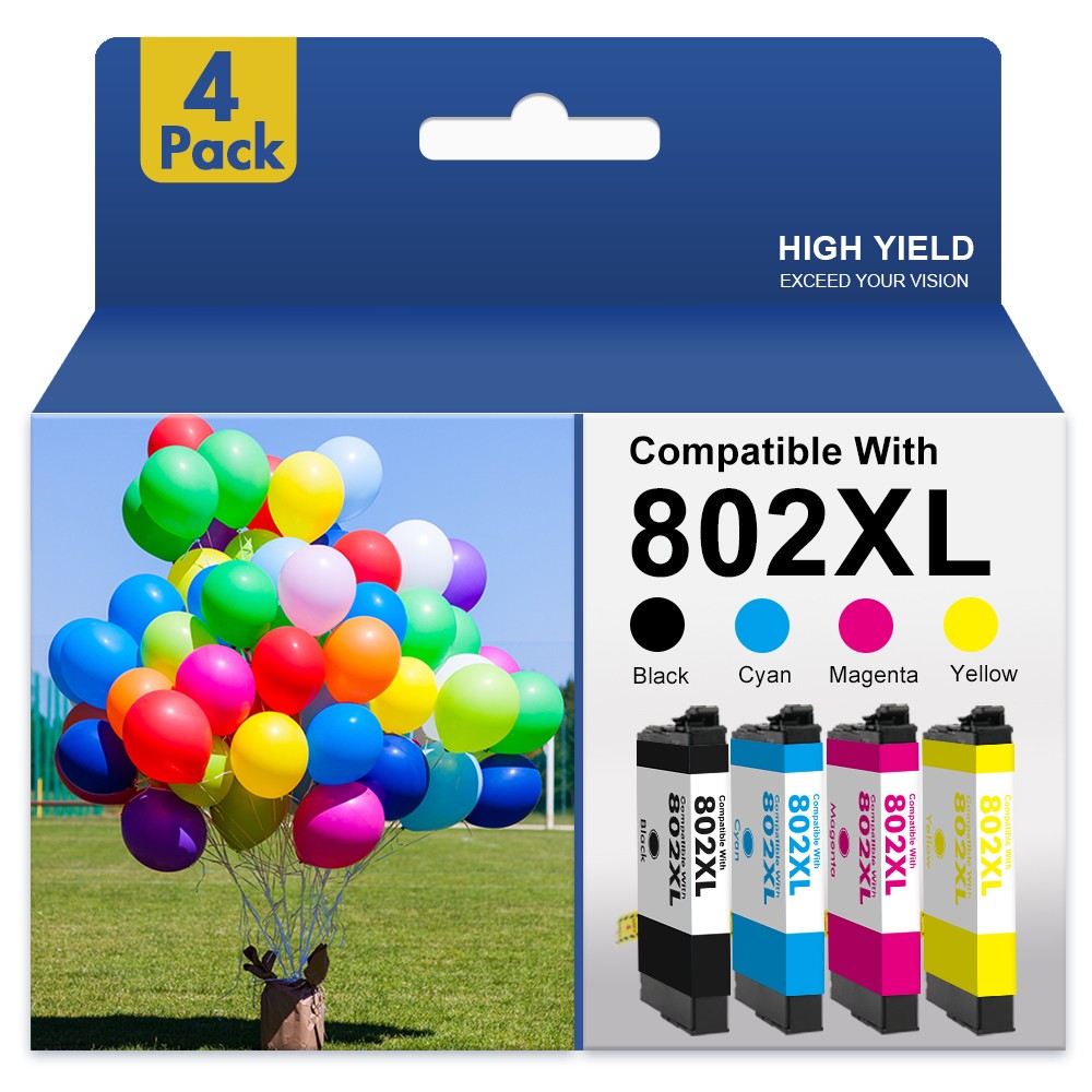 4P 802XL T802XL Ink Cartridges For Epson WorkForce Pro WF-4720 WF-4730 WF-4734
