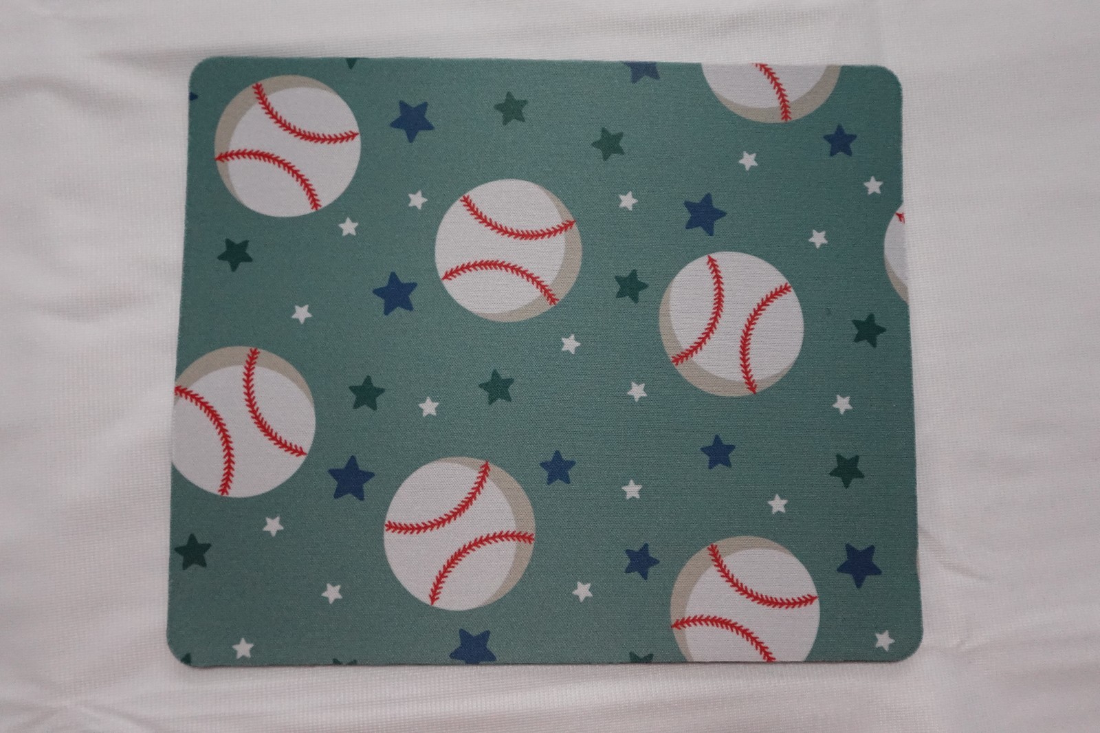 Baseball Pattern Mouse Pad | green | Handmade | Non-Slip | NEW 8.5x7.1in